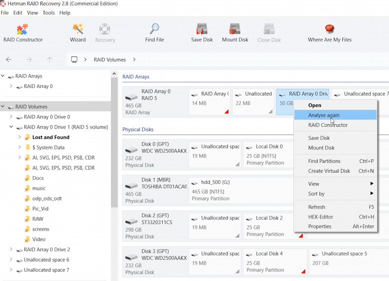 Hetman RAID Recovery: reanalyze SoftRAID array Hetman RAID Recovery: reanalyze SoftRAID array
