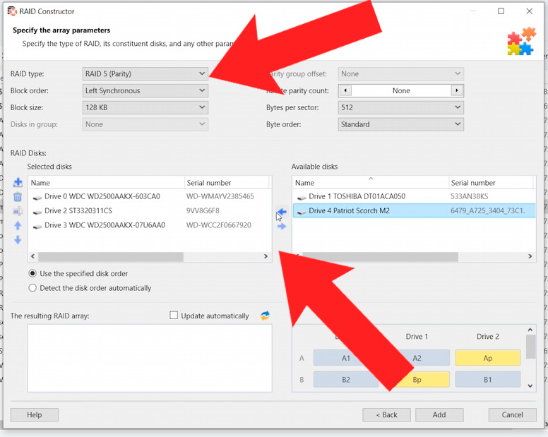 Hetman RAID Recovery: RAID builder manual mode Hetman RAID Recovery: RAID builder manual mode