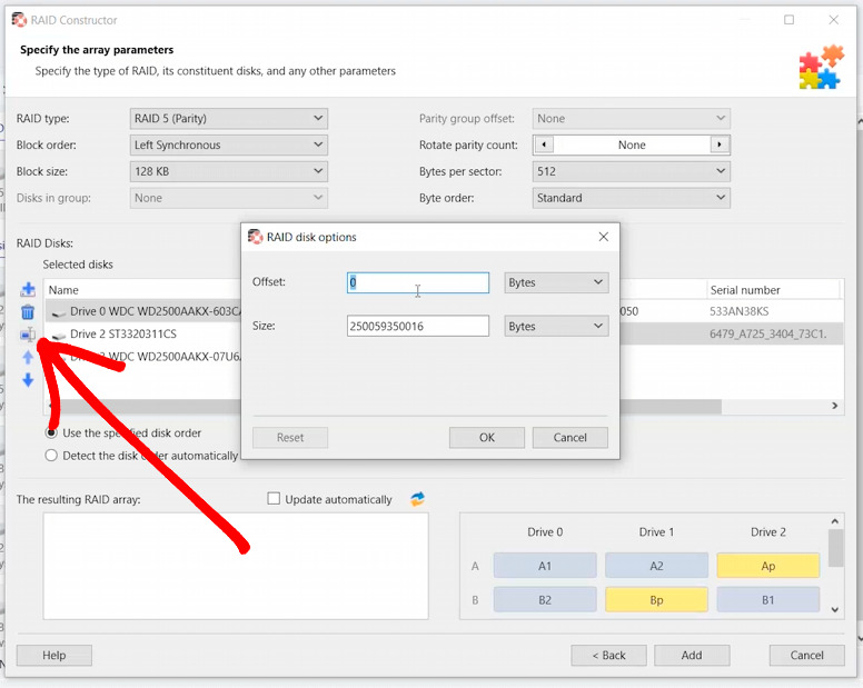 Hetman RAID Recovery: offset and disk size parameters Hetman RAID Recovery: offset and disk size parameters