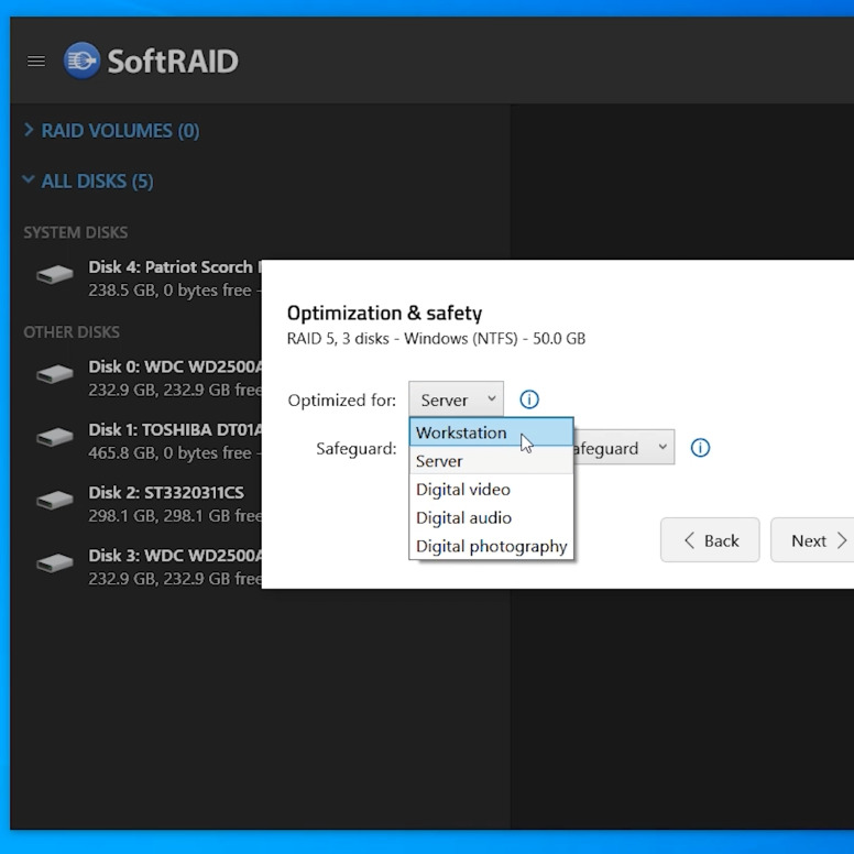 SoftRAID: RAID5 configuration SoftRAID: RAID5 configuration