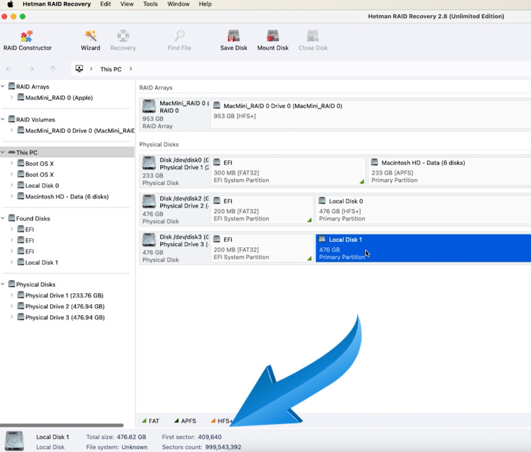 Hetman RAID Recovery: First sector value of the array Hetman RAID Recovery: First sector value of the array