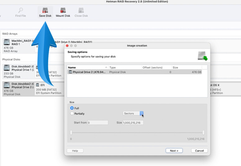 Hetman RAID Recovery: creating a disk image Hetman RAID Recovery: creating a disk image