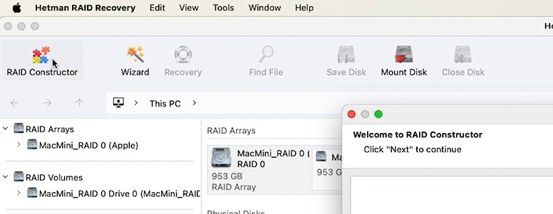 Hetman RAID Recovery: launch the RAID constructor Hetman RAID Recovery: launch the RAID constructor