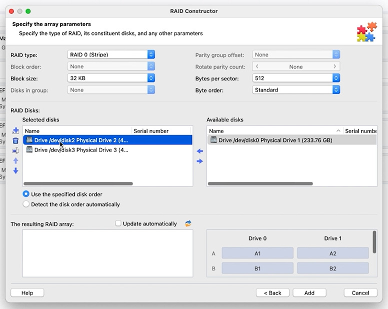 Hetman RAID Recovery: configure disk order in the array Hetman RAID Recovery: configure disk order in the array