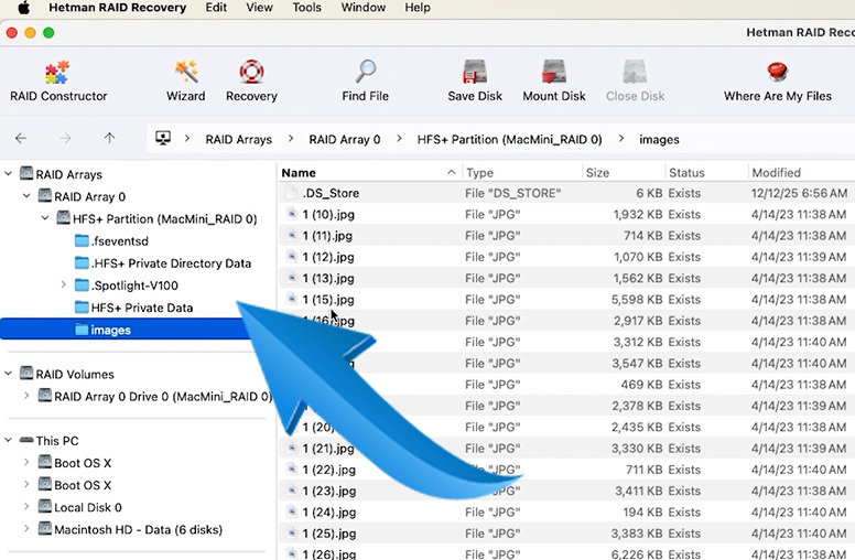 Hetman RAID Recovery: found data on the array Hetman RAID Recovery: found data on the array