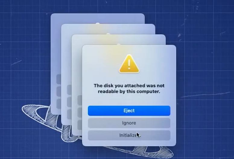 macOS: connected disks need to be initialized
