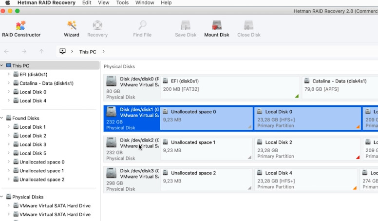 Hetman RAID Recovery: the program does not detect the RAID array on the main screen