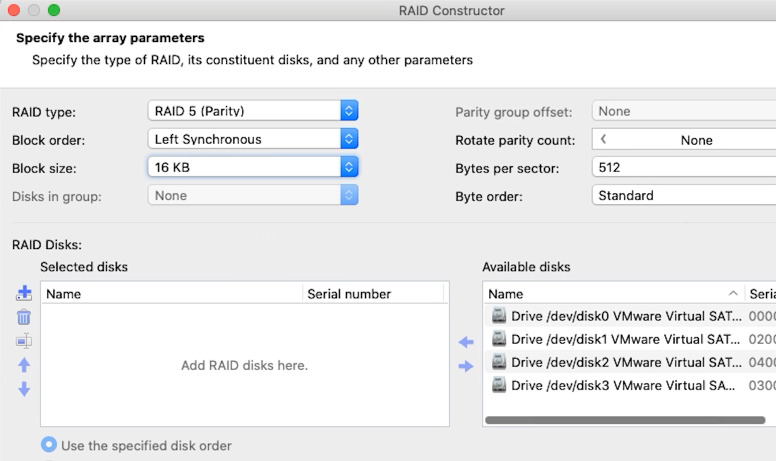 Hetman RAID Recovery: configuring array search parameters