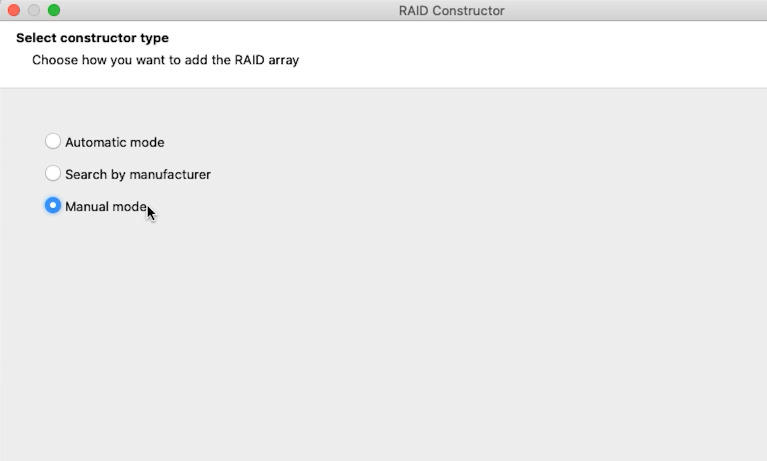 Hetman RAID Recovery: RAID constructor manual mode