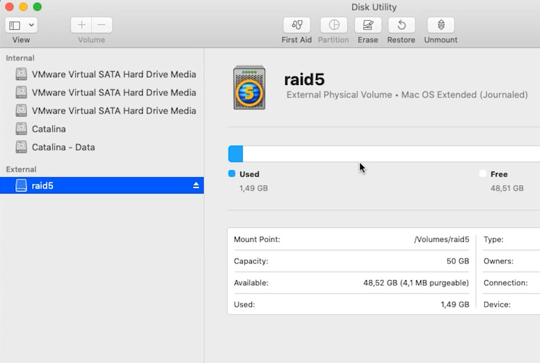 SoftRAID array in macOS Disk Utility
