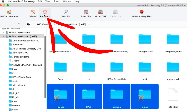 Hetman RAID Recovery: recovering files from the array