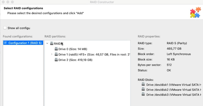Hetman RAID Recovery: program found the array