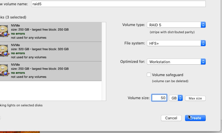 SoftRAID: new array parameters setup