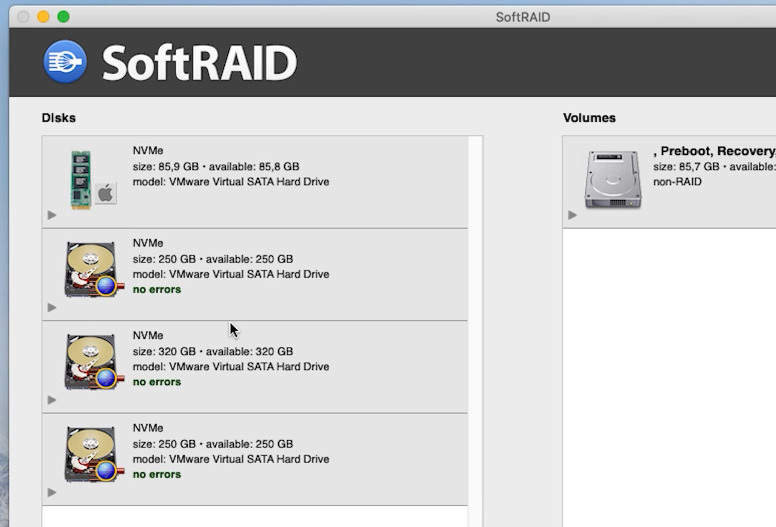 SoftRAID: all disks connected to the computer