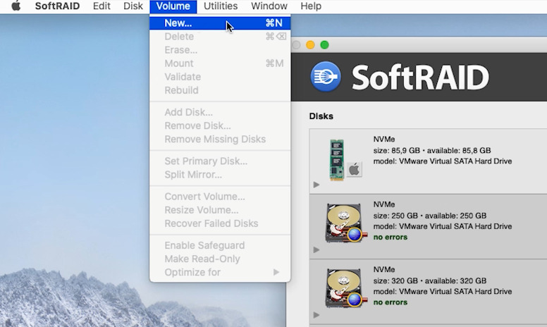 SoftRAID: creating a new array