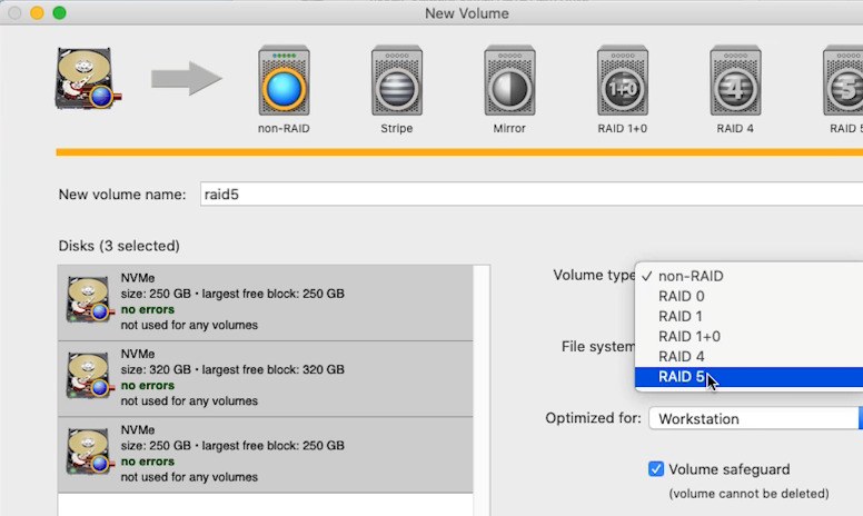 SoftRAID: new array setup