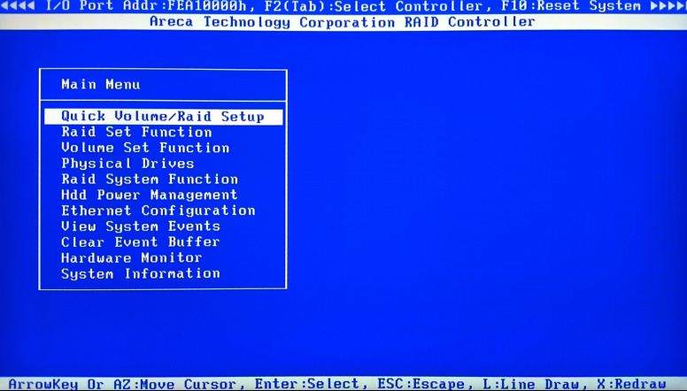 Areca ARC-1260: Quick Volume/Raid setup