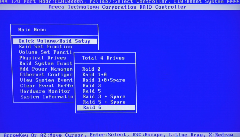 Areca ARC-1260: RAID type setup