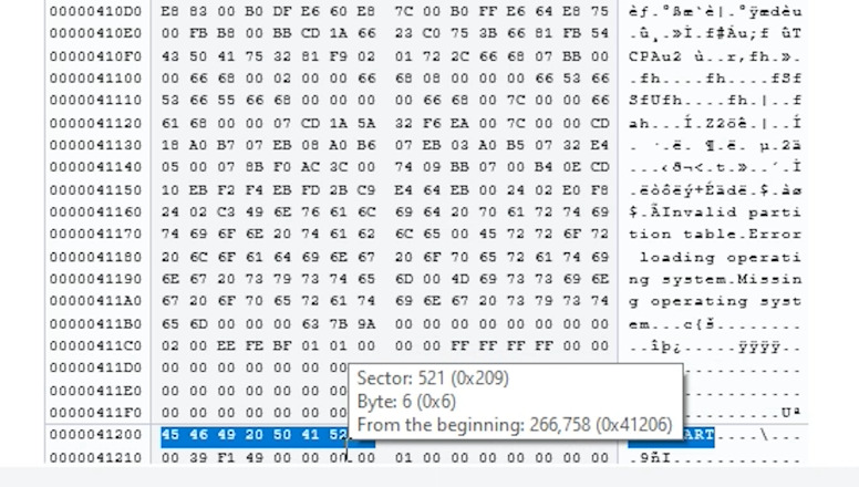 Hetman RAID Recovery: EFI PART in HEX editor