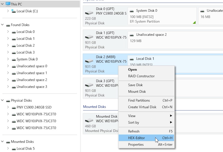 Hetman RAID Recovery: HEX editor