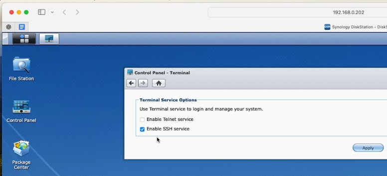 Enabling SSH access to the NAS Enabling SSH access to the NAS