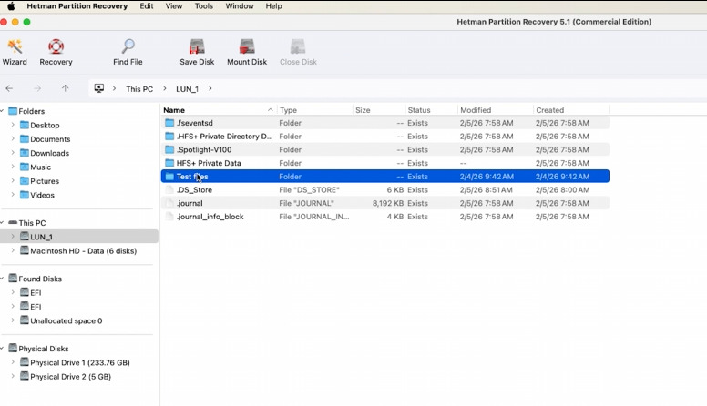 Hetman Partition Recovery: recovered data from the LUN disk Hetman Partition Recovery: recovered data from the LUN disk