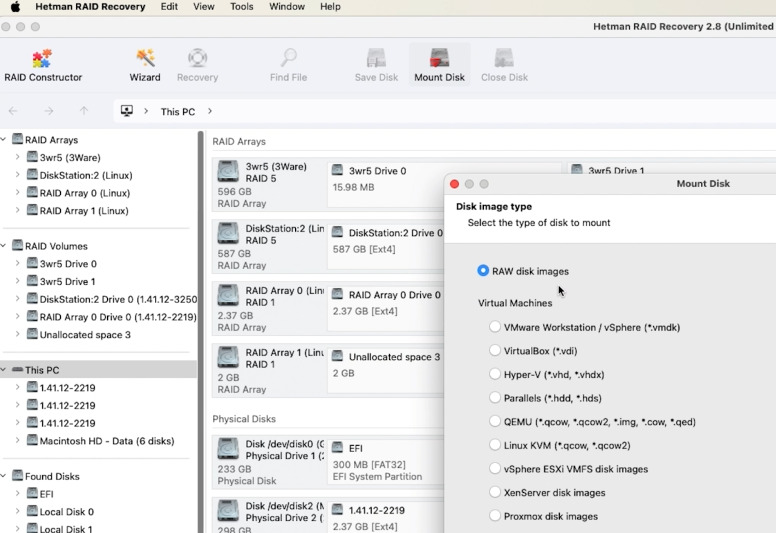 Hetman RAID Recovery: mounting Raw disk images Hetman RAID Recovery: mounting Raw disk images