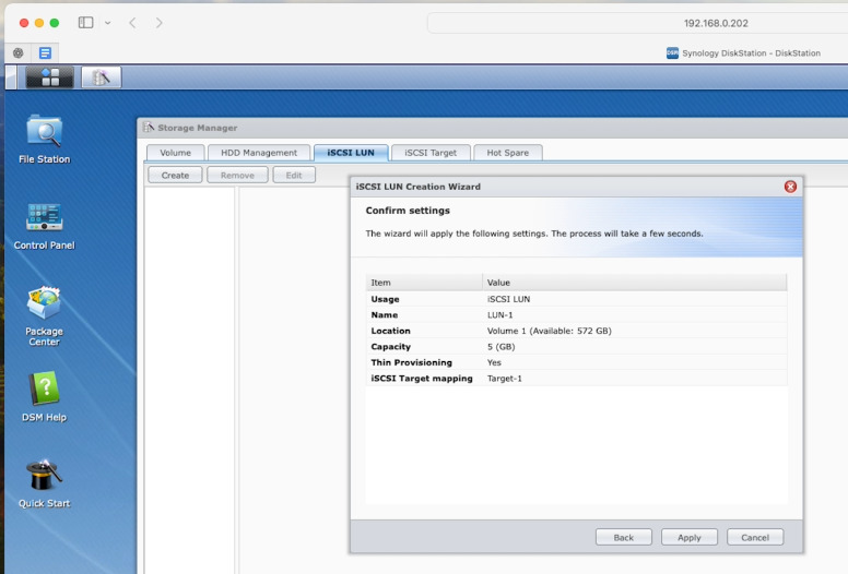 Creating a new LUN with the required parameters Creating a new LUN with the required parameters