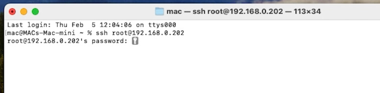 Open Terminal and connect to the NAS Open Terminal and connect to the NAS