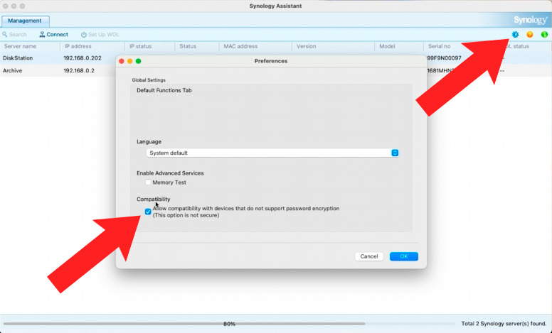 Synology Assistant: Allow compatibility with devices that do not support password encryption Synology Assistant: Allow compatibility with devices that do not support password encryption