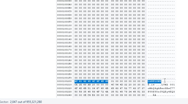 HEX editor: Offset