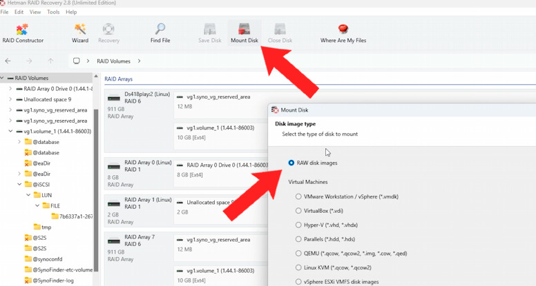 Hetman RAID Recovery: opening the recovered virtual disk