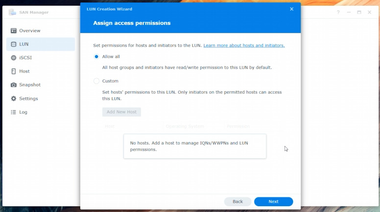 SAN Manager: Assign access permissions