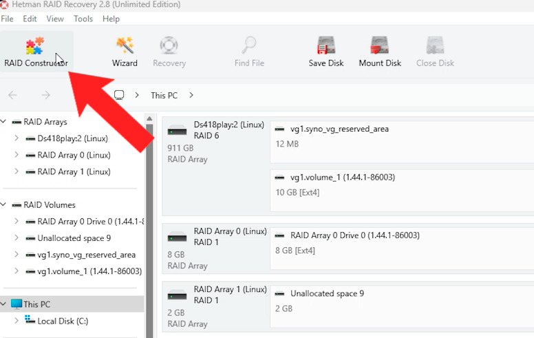 Hetman RAID Recovery: RAID Constructor