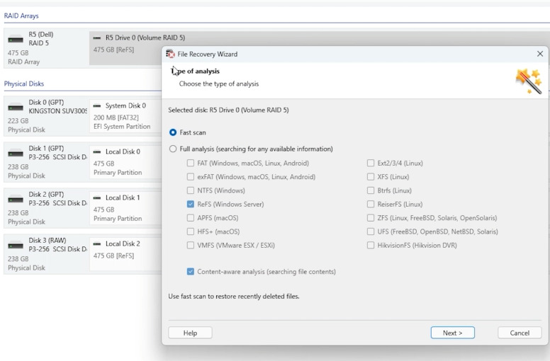 Hetman RAID Recovery: выберите RAID-массив и запустите Fast Scan Hetman RAID Recovery: выберите RAID-массив и запустите Fast Scan