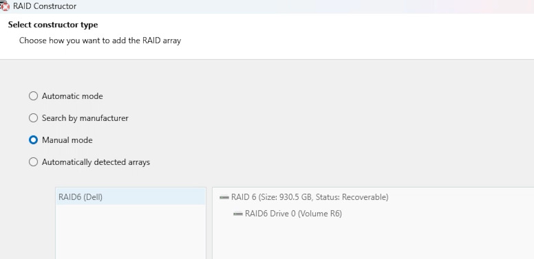 Hetman RAID Recovery: RAID Constructor — Ручной режим Hetman RAID Recovery: RAID Constructor — Ручной режим