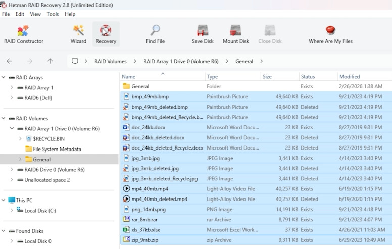 Hetman RAID Recovery: нажмите Recovery на панели управления Hetman RAID Recovery: нажмите Recovery на панели управления