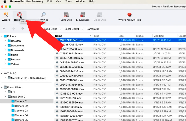 Hetman Partition Recovery: Select required folders and files and click the Recovery button Hetman Partition Recovery: Select required folders and files and click the Recovery button