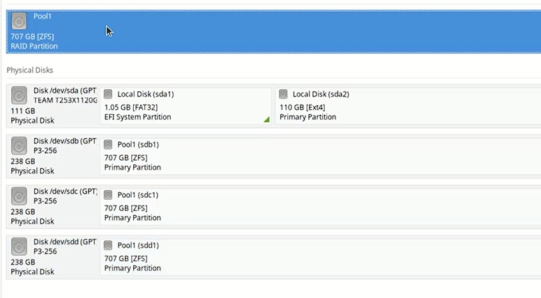 Hetman RAID Recovery: detected drives and assembled logical structures