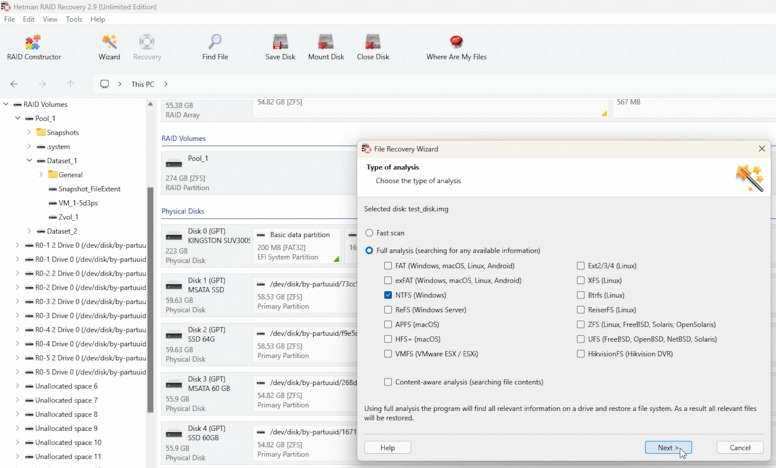 Hetman RAID Recovery: scanning virtual disks in ZFS pool Hetman RAID Recovery: scanning virtual disks in ZFS pool