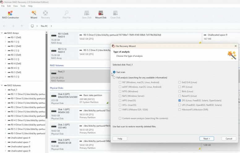 Hetman RAID Recovery: fast scan of ZFS pool Hetman RAID Recovery: fast scan of ZFS pool