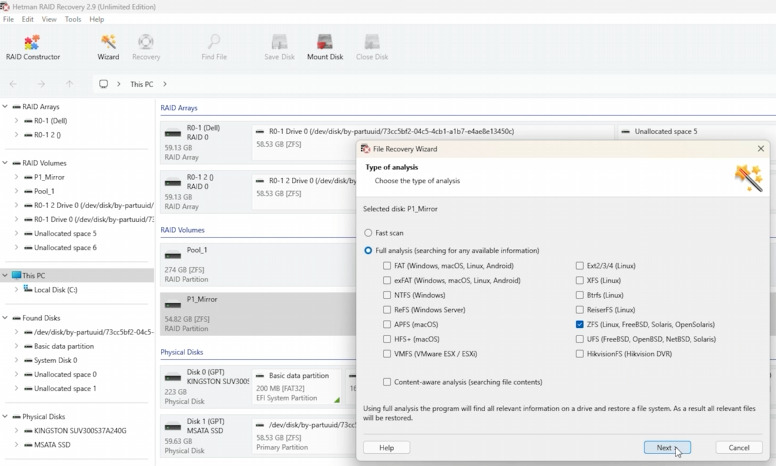 Hetman RAID Recovery: analysis of reconstructed ZFS pool array Hetman RAID Recovery: analysis of reconstructed ZFS pool array