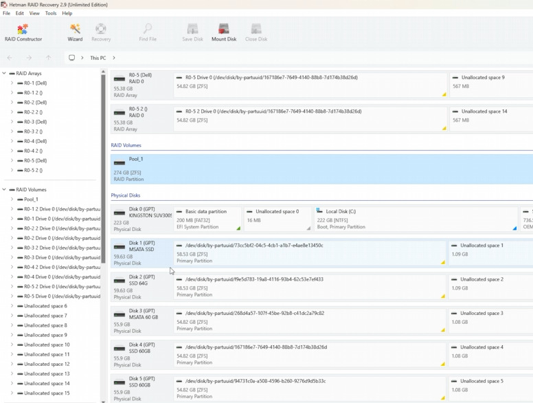 Hetman RAID Recovery: disks connected to PC Hetman RAID Recovery: disks connected to PC