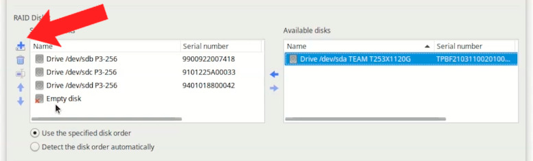 Hetman RAID Recovery: Add empty disk