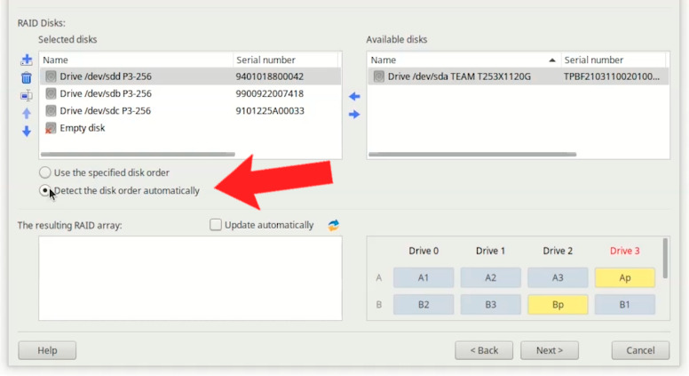 Hetman RAID Recovery: Detect the disk order automatically