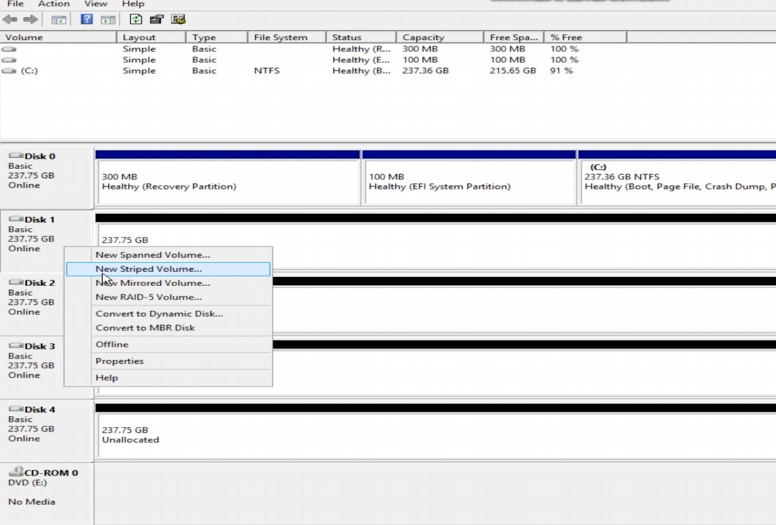Disk Management: створення масиву дисків
