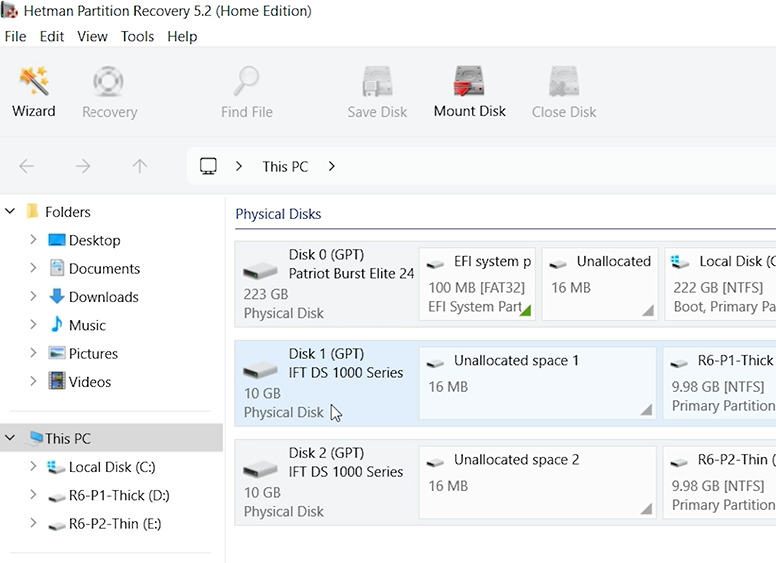 Hetman Partition Recovery: جميع الأقراص المتصلة Hetman Partition Recovery: جميع الأقراص المتصلة