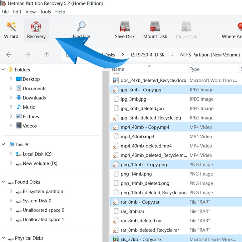 Hetman Partition Recovery: выберите необходимые элементы и нажмите Восстановить Hetman Partition Recovery: выберите необходимые элементы и нажмите Восстановить