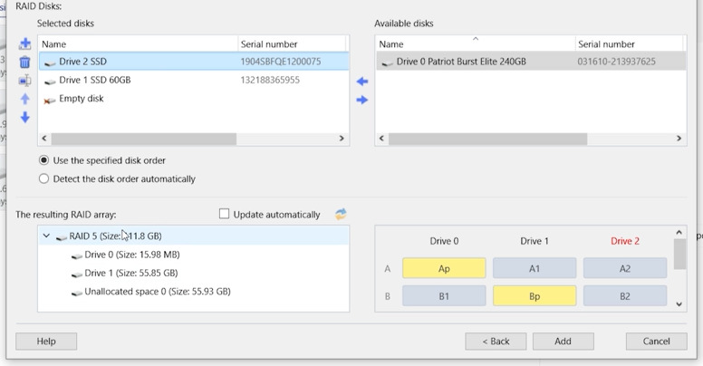 Hetman RAID Recovery: определение конфигурации массива в RAID Constructor Hetman RAID Recovery: определение конфигурации массива в RAID Constructor