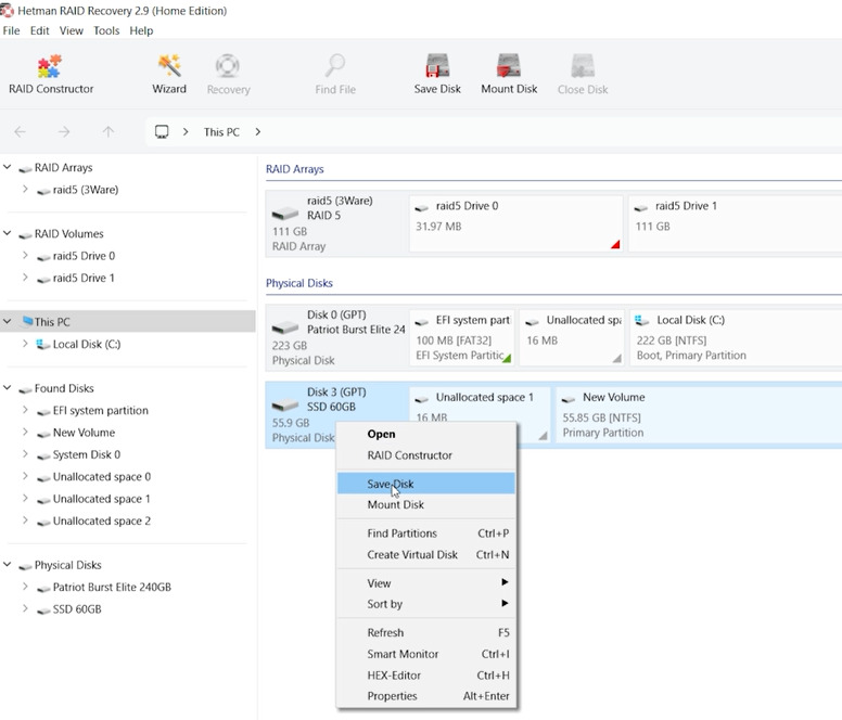 Hetman RAID Recovery: создание образа диска Hetman RAID Recovery: создание образа диска